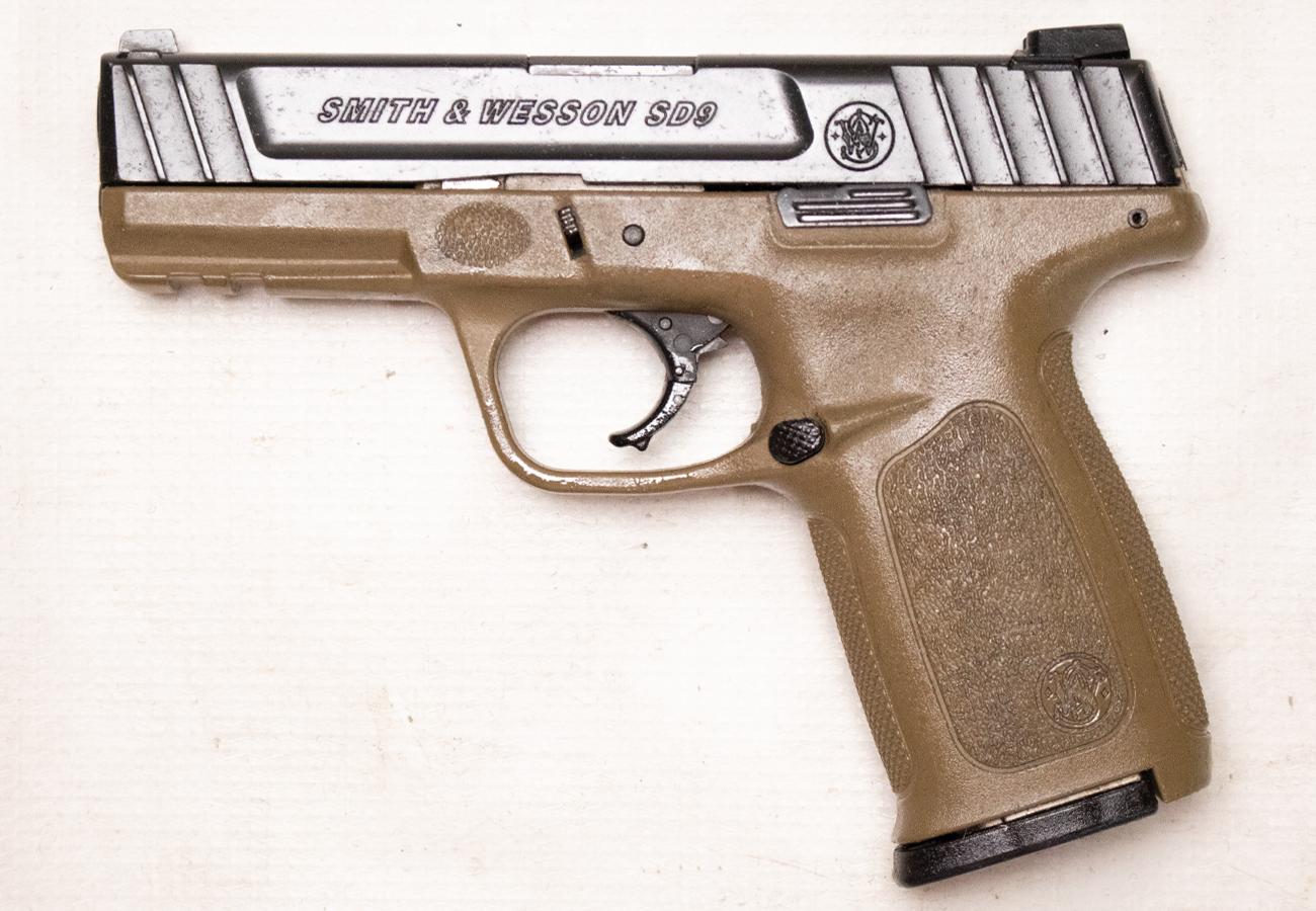 SMITH AND WESSON SD9 9mm FDE Police Trade-In Semi-Auto Pistol with Front Accessory Rail